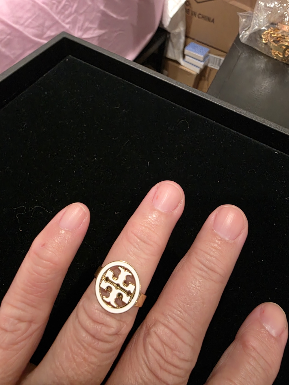 Gold Logo Medallion Signet Ring - Women's Gold Tone Jewelry